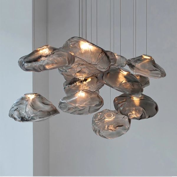 Design Smoky Grey Glass Pendant Light Art Restaurant Living Room 73 Random Pendant Light(WH-GP-150)