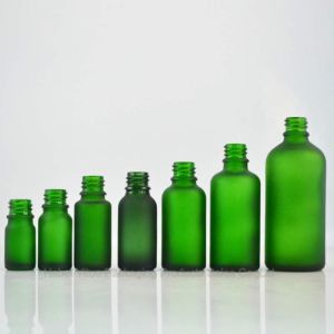 Refillable Frosted Green Glass Dropper Bottle Durable And Reusable