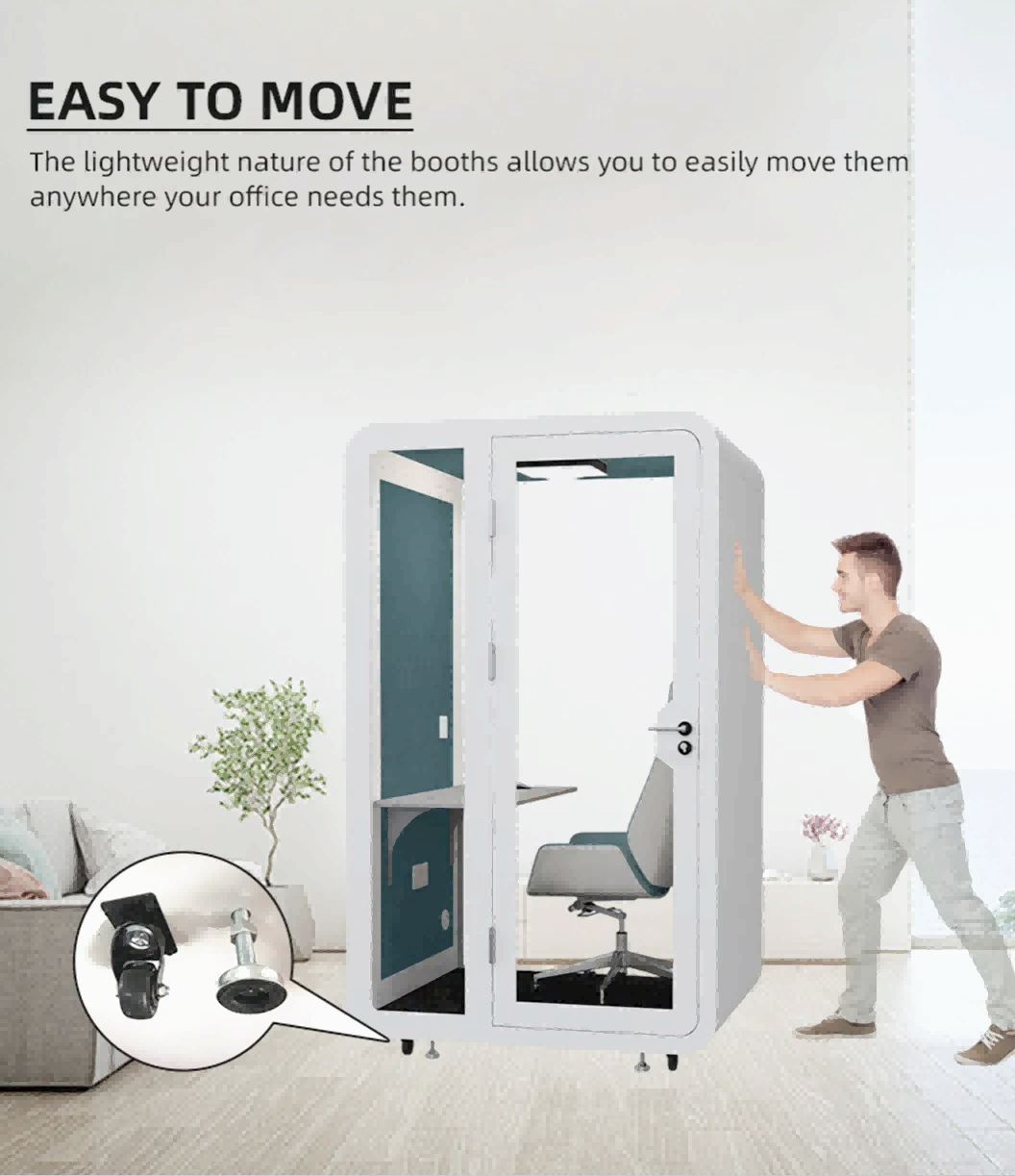 Adjustable Single Person Pod Customized Sound proof Office Pod White With A Ventilation System