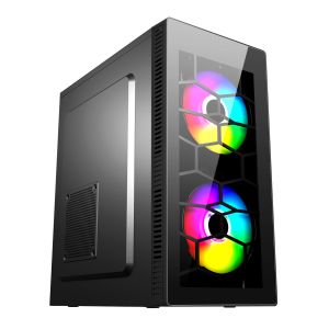 China ETEK Gaming Computer Case MATX 2 Big RGB Fans On Front Panel  Fan On Side Pandel Available Support OEM ODM on sale China ETEK Gaming Computer Case MATX 2 Big RGB Fans On Front Panel  Fan On Side Pandel Available Support OEM ODM on sale