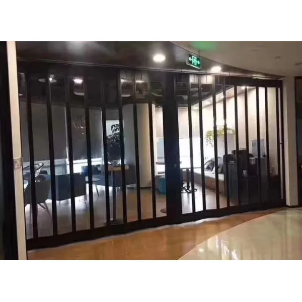Horizontal New Style Transparent Clear Crystal Polycarbonate PC Folding Door for Shopping Malls or Other Commercial Application