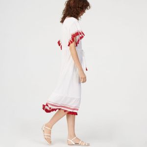 Embroidery Tassel Boho Cotton Dress Women