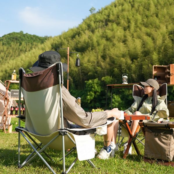 Outdoor Camping Portable Folding Beach Chair with Armrest and Removable Armrest Design