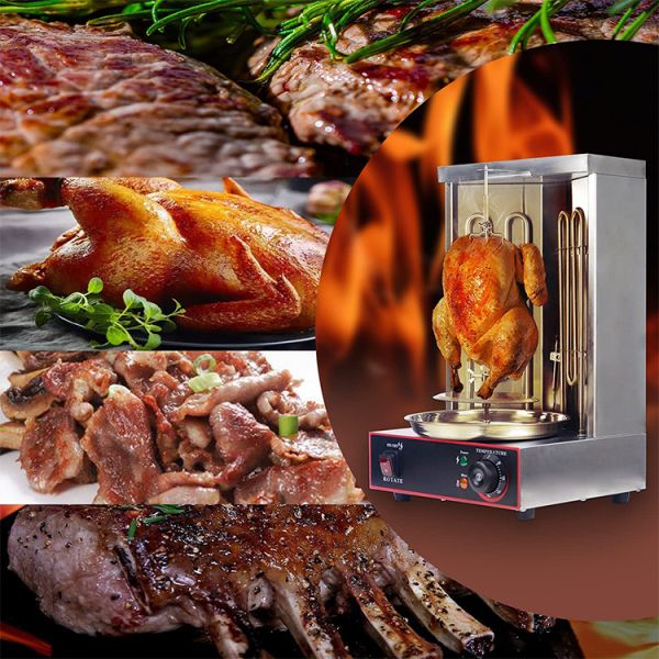 2 Burners Electric Vertical Rotisserie Chicken Broiler for Automatic Meat Production