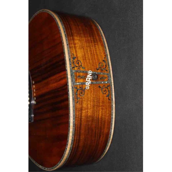 AAAA all solid koa wood guitar dreadnought body solid koa acoustic electric guitar abalone binding ebony fingerboard EMS