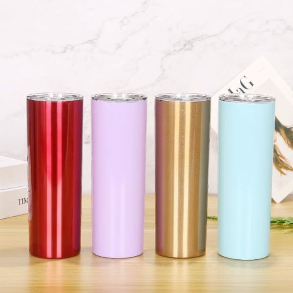 Buy 20oz Skinny Straight Blank Sublimation Tumblers With Lid Straw at wholesale prices