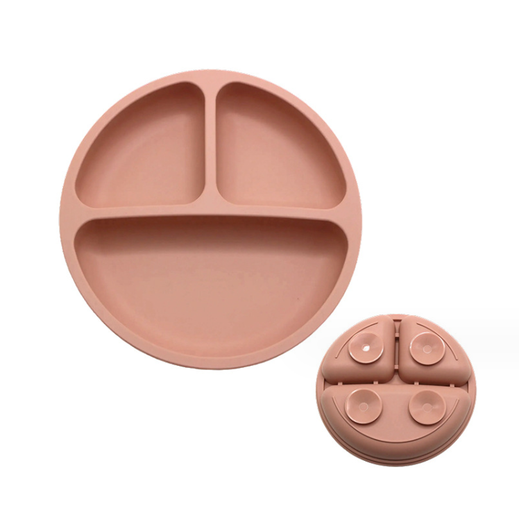 Silicone Feeding Set 3 Areas Food Grade Material Baby Bowl Plate with Suction Divided