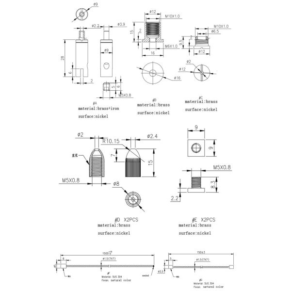 Strong Panel Lamp Suspension Kit , Metal Color Suspended Wire Lighting Kit
