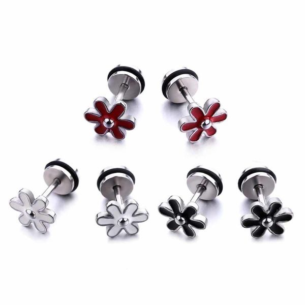 Women Christmas gifts special fashion red flower shaped stud earrings