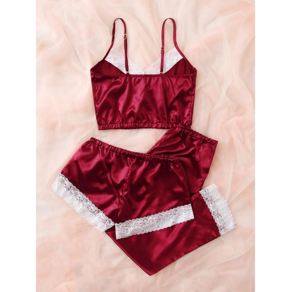 Lace Floral Sexy Bodysuit Lingerie Fashion Silk Satin Sleepwear For Womens