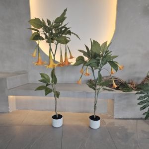 Insect Resistant Lifelike Artificial Plants Artificial Datura Tree For Home