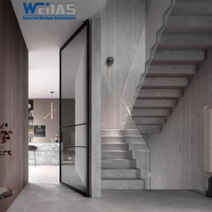 Minimalist Structure Decorative Modern Aluminium Pivot Doors Interior Swing Open Mode