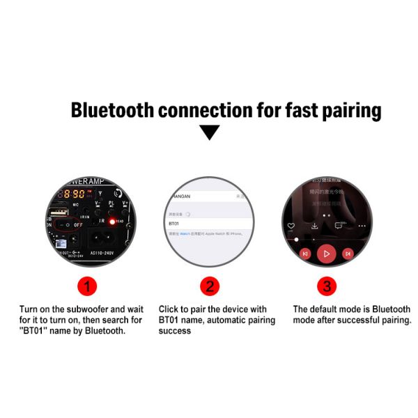 50W Subwoofer Tube TF Card BT Mainboard Audio Accessory CAR AMPLIFIER Private Mold NO