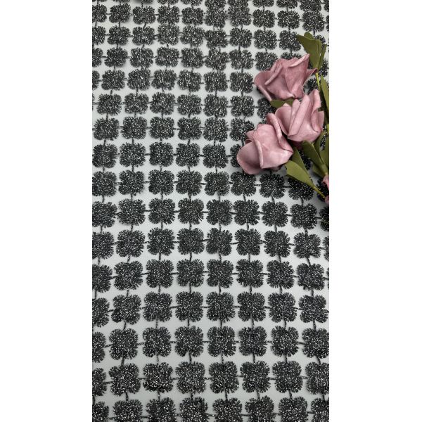 Black Embroidered Metallic Lace Fabric Hollow-up Spark Shinning Breathe Wedding Dresses