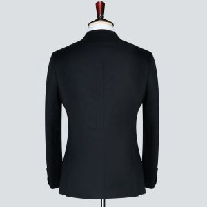 Adults Standard Size Black Wool Business Two-piece Suit for Men's Wedding