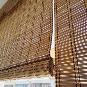 Sun Proof Home Decoration Bamboo Roller Blinds Manual With Drawstring