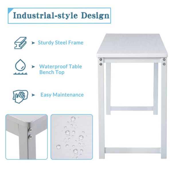 47.3" L 3 Piece Dining Room Table And Chair Set With Two Benches