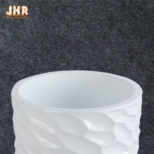 Gloss White Resin Planter Flower Pots For Artificial Plants
