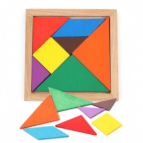 Buy Square 11cm Wooden Montessori Baby Toys 7 Piece Jigsaw Puzzle at wholesale prices