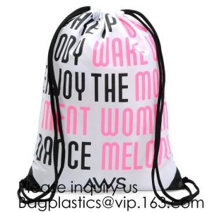 Biodegradable Drawstring Laundry Bag customzied, Logo Printed Poly Hotel, Travel