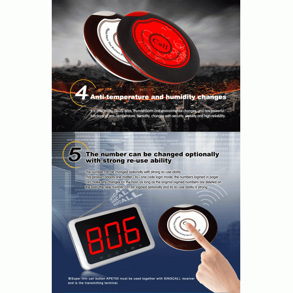 sticker customizable restaurant call system wireless call button