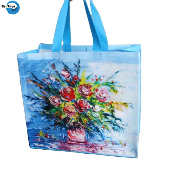 Promotional Heavy Duty 120GSM Glossy Lamination Non Woven PP Woven Fruit Shopping Tote Bag, PP Woven Supermarket Bag