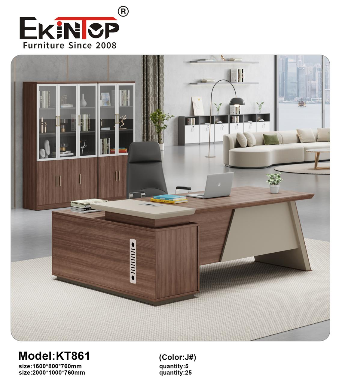 Ekintop Computer Office Table Modern Executive Wooden Office Table Desk with