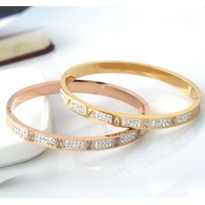 Fashion Girls Stainless Steel Diamond Pave Gold Bracelet for Girl Jewelry