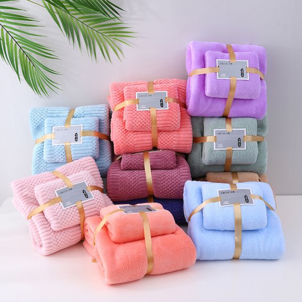 3Pcs Bath Towel Set Super Strong Water Absorption for Home Hotel Wedding Souvenirs