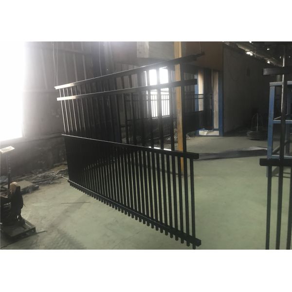 1800mm x 2400mm Garrison Fencing 2100mmx2400mm Panels Stain Black Interpon Powder Rail 40mm and 50mm Upright 25mm