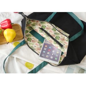 Oversize Black PU Leather Handle Recycled Canvas Tote Bags For Adult