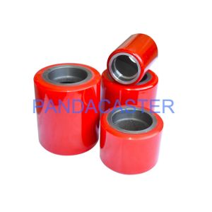 Red 80mm Pallet Jack Roller Wheels , Pallet Truck Rollers Polyurethane