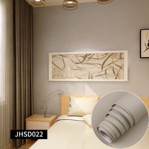 Home Interior Plain Beige Wallpaper PVC WaterProof Adhesive Wallpaper