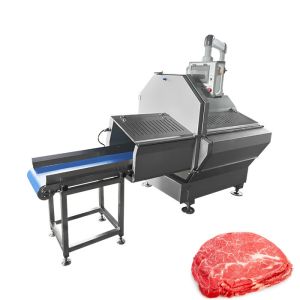 Horizontal Meat Portion Slice Cutting Machines For Frozen Beef With Sickle Blade