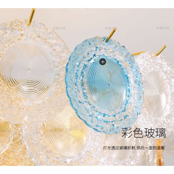 Soft Brightness Colorful Glass Disc Pendant Lights E14 AC 110 - 250V