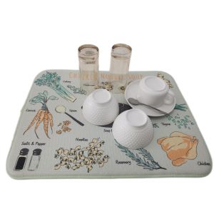 High Absorbent Polyester Microfiber Dish Drying Mat