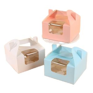 Sustainable Doughnut Cake Bakery Box Packaging Transparent Window Personalized