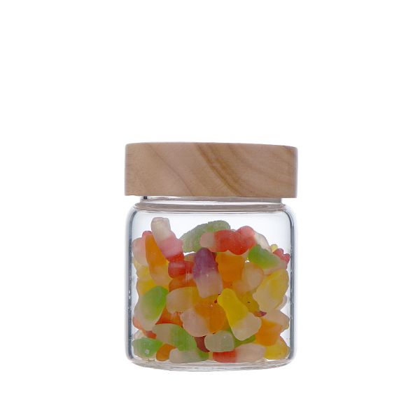 High Borosilicate Empty Glass Jars Air Tight Storage Jars Containers With Wood Lid