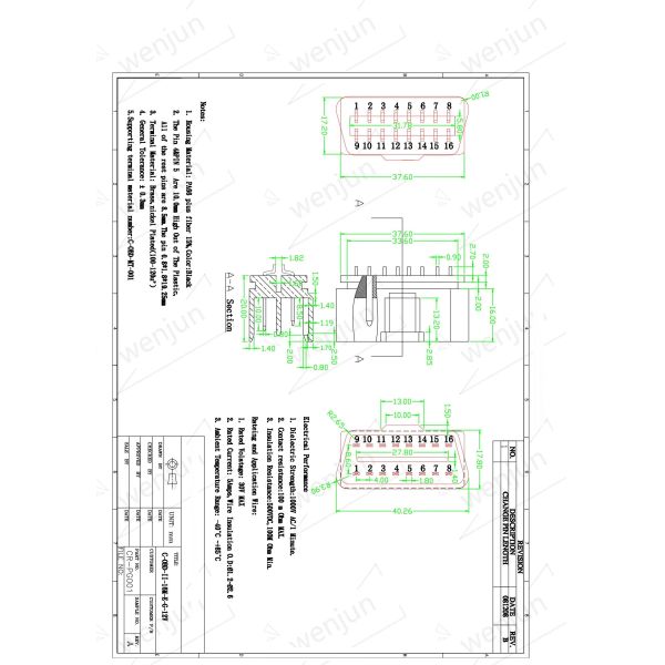 OEM OBD J1962 Diagnostic Connector Folded Male 16 Pin PA66 Brass Material