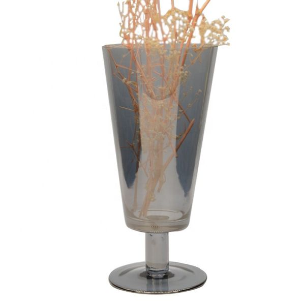 Buy Stemed Electroplated Grey Glass Candle Holder Centerpieces at wholesale prices