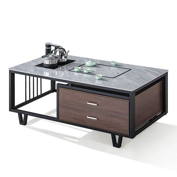 Modern Rectangular Rock Slab Top With Metal Frame Kettle Office Furniture Office Tea Coffee Table