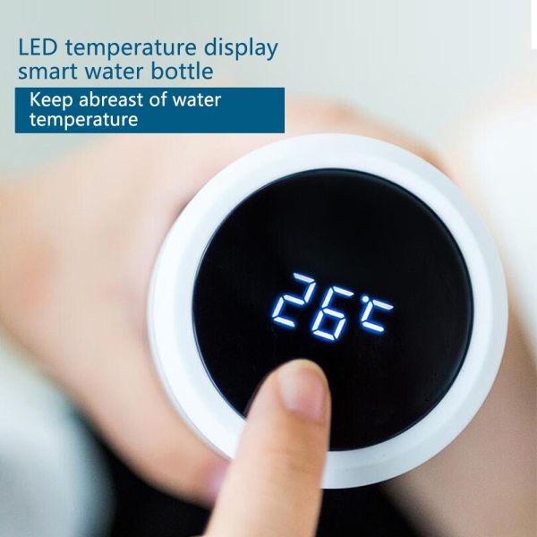 500ML Custom Smart SS304 Stainless Steel double insulated Vacuum thermo Water Bottle With LED Temperature Display