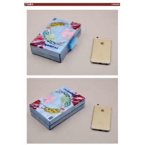 Popular Blue Acrylic Box Purse , Ladies Fashion Acrylic Clutch Purse Handbags