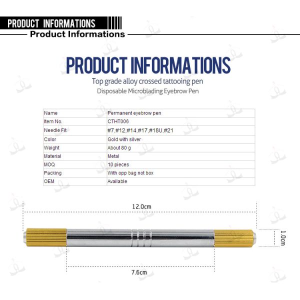Top Quality New Permanent Makeup Microblading Gold Double Head Manual Pen