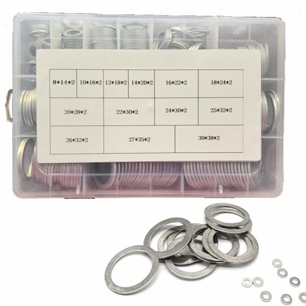 Buy 260pcs 13 Sizes Metric Aluminum Flat Ring Oil Drain Plug Washers Gaskets Assortment Kit at wholesale prices