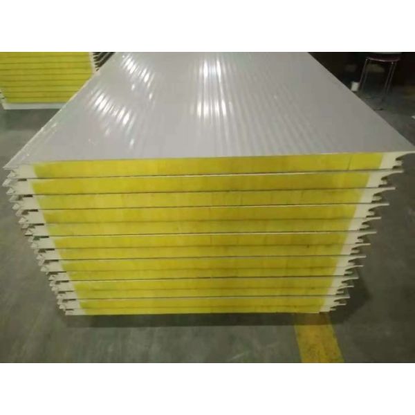 950mm Width Rock Wool Sandwich Panel Metal Polyurethane Edge Sealing For Warehouse