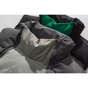 Retro Winter Contrast Color Sleeveless Stand Collar Thick Vest