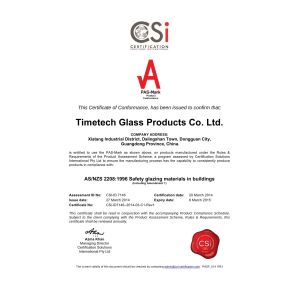 TIMETECH GLASS Certifications