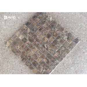 Dark Emperador Marble Mosaic Tile Sheets Polished 121 Pcs Scratch Resistant