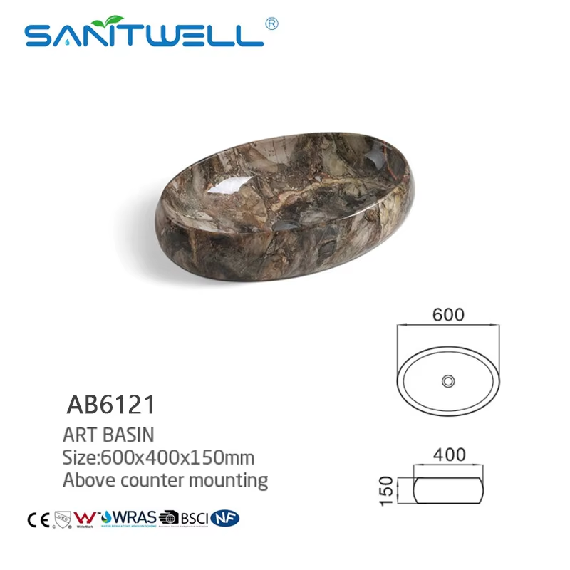 Wholesale Top Quality Chao Zhou Class Style Wash Basin Sink Oval Shape Sanitary Wares Bathroom